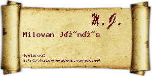 Milovan Jónás névjegykártya
