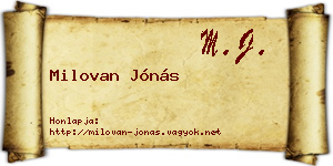 Milovan Jónás névjegykártya